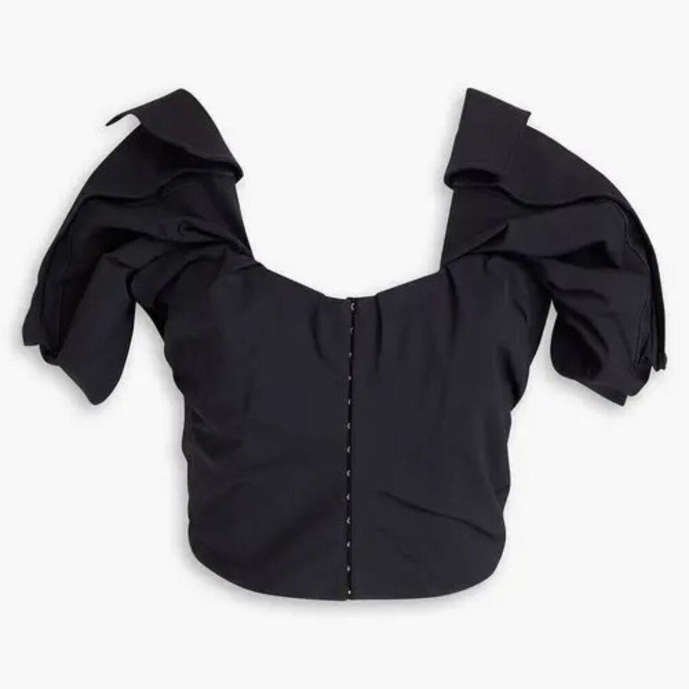Jacquemus Brasso Cropped Pleated Twill Top - 34 - NWT